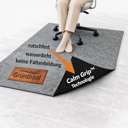 Bodenschutzmatte für Bürostuhl aus Vlies 90x120 schützt Böden, rutschfest | Bürostuhl Unterlage aus Vlies · Anthrazit · wasserdichte Unterseite · für Parkett, Laminat und Vinyl · Bodenschoner Bürostuhl