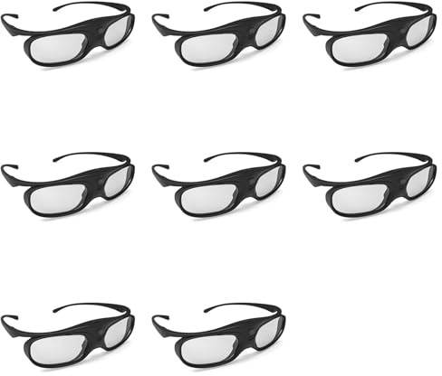 Frewurwer 8X Gafas 3D para Proyectores DLP Link, Gafas 3D con Obturador, Gafas para TV 3D DLP
