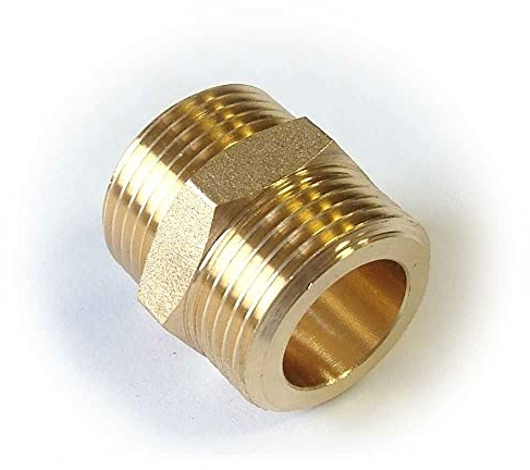 H2O-Flex® 3/4 Doppelnippel mit breiter Dichtfläche DN16 Zoll Gewindefitting flachdichtend Messing Fitting