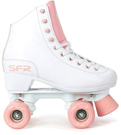 SFR Skates Figure Quad Skates Skates Skridskoåkning, Vuxna Unisex, Multifärg (White/Pink), 39.5