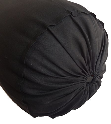 Saffron Black Bolster Pillowcase - Neck Roll Round Bolster Cover for Bed Sofa Chair Couch Lounge Cotton 6 x 15 (15 cm Diameter x 38 cm Long) Removable Cover