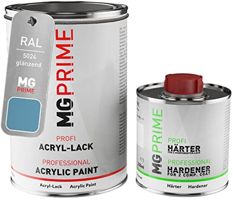 MG PRIME RAL 5024 Pastellblau/Pastel blue glänzend Acryl-Lack 1,5 Liter / 1500 ml Dose inkl. Härter