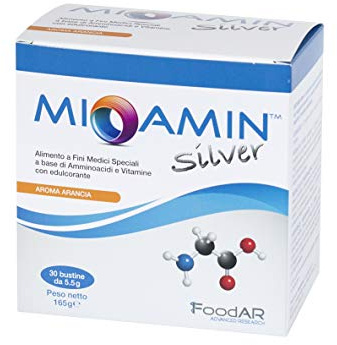 MioAmin Silver | Supplemento Nutrizionale a Base di Aminoacidi, Vitamine, Zinco, HMB | Integratore Alimentare | 30 Buste x 5,5g