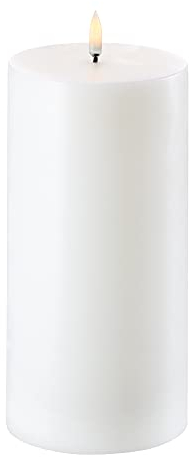 Piffany Copenhagen Uyuni Lighting Pillar LED Kerze 10,1 x 20 cm Echtwachs Weiss - 6 Stunden Timerfunktion - Keine Brandgefahr, Keine Rußbildung und kein Geruch