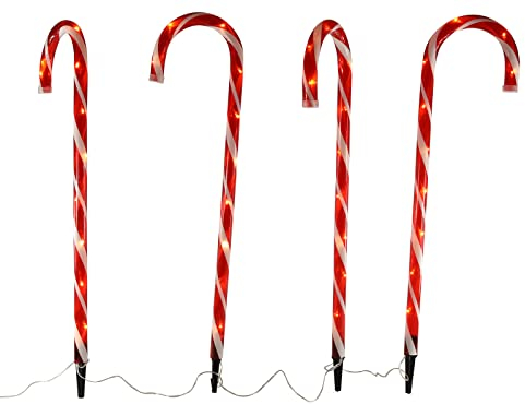 Spetebo Set di 4 spine luminose a LED da giardino XXL, 76 cm, decorazione natalizia invernale, illuminata per esterni, con timer, per giardino, balcone, terrazza