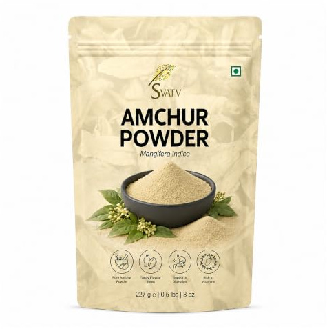 SVATV Amchur polvere (amchoor) | Polvere di mango essiccata per un sapore piccante | Senza Glutine | Senza conservanti | Condimento per la cucina indiana - 227 g, 8 once, mezzo chilo