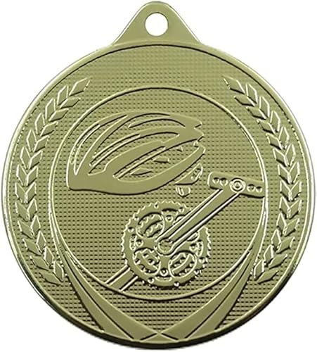 Trophy Monster Fahrrad-Medaillen, goldgeprägt, mit gratis Bändern zum Aufstecken, 50 mm, Eisen, Großpackung