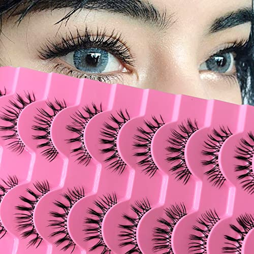 10 Pares de Pestañas Postizas 3D, Pestañas Artificiales, Pestañas Cortas, Pestañas Transparentes, Pestañas Cortas Reutilizables, Pestañas de Pelo Real Diarias(P-H4)