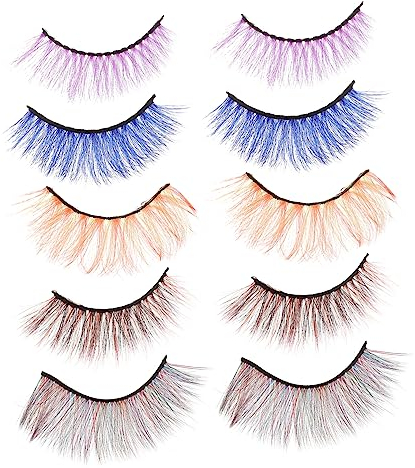 FRCOLOR 5paare Bunte Falsche Wimpern Natürliche Wiederverwendbare Leichte Fake Lash Extensions Für Intensives Augen-make-up Und Komfortables Tragen