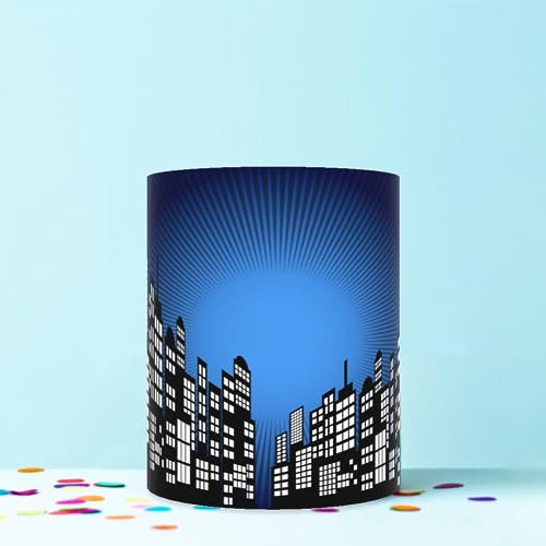 SUPERHERO CITY BUILDINGS SKYLINE WRAP AROUND EDIBLE CAKE TOPPER ICING SHEET DECORATION 1 SHEET