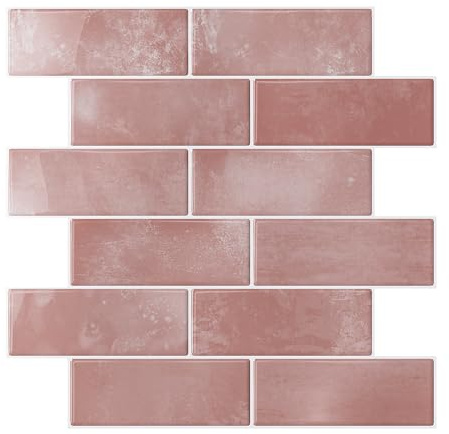 VEELIKE Fliesenaufkleber Rechteckigen Rosa Klebefliesen Küche Fliesenfolie Badezimmer Wasserfest Küchenfliesen Überkleben PVC Fliesen Selbstklebend Wandfliesen Fliesensticker 30.5cm×30.5cm 6 Stück