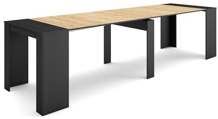 Skraut Home | Ausziehbarertisch | Multifunktionaler ausziehbarer | 300 | Für 14 Gäste | Esszimmertische | Moderner Stil | Schwarz Eiche