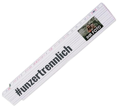 Zollstock mit Foto und Spruch – #unzertrennlich – zum Valentinstag für Verliebte - Glieder-Maßstab personalisiert