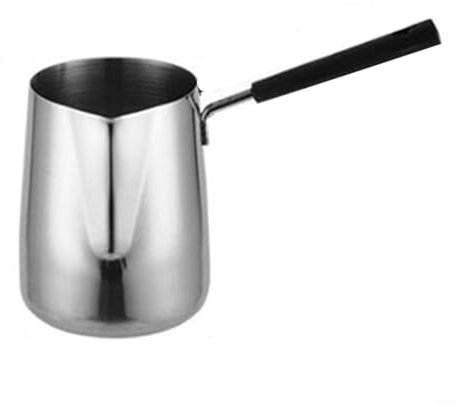 DAZZLEEX Bricco per latte in acciaio , con manico lungo e bocca appuntita, con scala graduata (1000 ml)