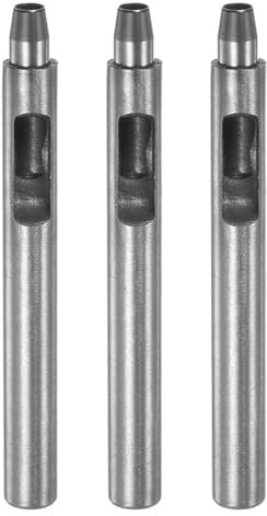 QUARKZMAN 3Pcs Perforadora de Agujeros de Cuero 6.5mm Punzón Recto Redondo Remachador para Artesanía de Cuero Ropa Bolso Tela Cortina