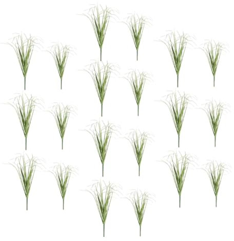 GARVALON Artificial Grass Stems and Simulated Plant Leaves, Deep Green 30cm 40cm, 20pcs Fake Grass Decor for Home Office Photography Props Indoor Outdoor