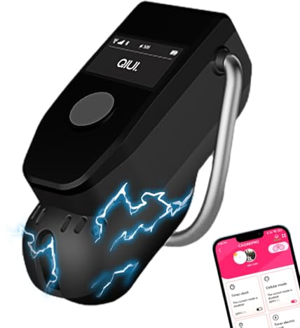 Lmgoc Dritte Generation 4G Mobilfunknetz Keuschheitskäfig Herren mit APP Fernbedienung ElektrischerSchock Chastity, Wireless Chastity Cage Male BDSM Fetisch Bondage Keuschheit Sex Spielzeug (Kurz)