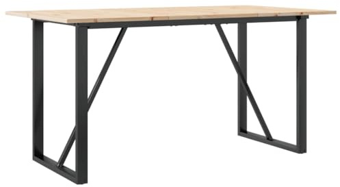 vidaXL Matbord O-ram 140x80x75 cm massiv furu och stål