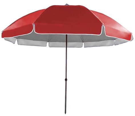 CNHRFGVD Ombrellone da giardino 240 cm, 8 stecche, ombrellone da spiaggia antivento a 3 livelli 260 cm, protezione UV 50+ Ombrellone per balcone, piscina(Rouge,240cm/8ft)
