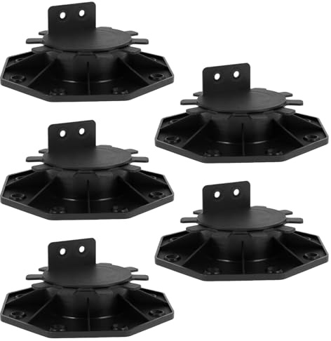 5 supporti regolabili in altezza per pavimentazione, base in plastica, supporto per pavimento robusto, set di cuscinetti per sollevamento del pavimento, per progetti fai da te in legno WPC e alluminio