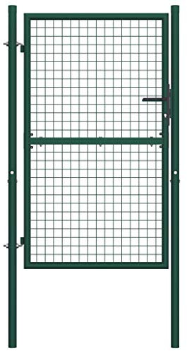 Willood Puerta de valla de acero verde 100x175 cm Cancela de Jardín Patio Exterior
