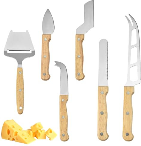 SPORWAY 6 Stück Käsemesser Käsehobel: Käsemesser Set, Edelstahl Käseschneider, Mini-Käsemesser, Edelstahl-Küchenkäse-Werkzeuge, Profi Käseschneider, Extra Scharfe Klingen für Weichkäse, Schnittkäse