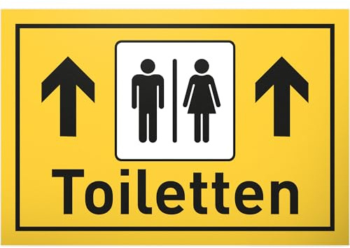 DankeDir! Toiletten Schild Pfeil - 30 x 20 cm Schild Kunststoff - Klo Schild zum aufhängen Toilette Toilettenschild Kloschild lustig - witzig Gäste WC Deko Wand Türschild Gästetoilette Herren