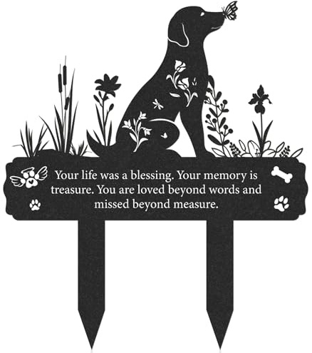 Rngmsi Grave Markers for Cemetery for Dog, Metal Grave Markers Yard Memorial Pet Dog, Garden Stake Decorations for Cemetery for Loss of Pet Outdoors Decor (12 X 14.5 Inches)