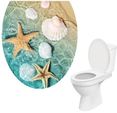 FEQDWOX 1Pc Abnehmbare WC-Sitz Aufkleber Ocean Vinyl Aufkleber Badezimmer Dekor langlebig und praktisch, WC Zubehör, Aufkleber für Toilettendeckel