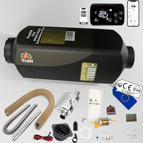 YCSH Calefaccion estacionaria diesel 5kw 12v ch22 v3, Calefaccion homologable ITV de Aire diésel de Bluetooth 12V con Bomba de Aceite silenciosa, Altitud Disponible 5,000 m, Nuevo Modo de ventilación