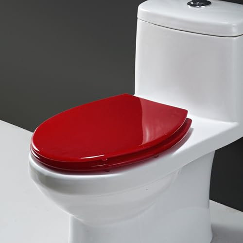 B,Glitzer WC Sitze, Runder, Toilettendeckel aus Harz, Klodeckel mit Absenkautomatik, Klobrille mit Scharniere aus Edelstahl, Quick-Release-Funktion, Einfach zu Reinigen, 42x36cm