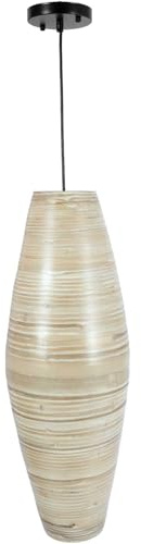 VIVANNO Deckenlampe Rattan Boho - Pendelleuchte Bambus 26x70 cm Natur | Handgefertigte Hängelampe aus Seegras für gemütliche Decken-Beleuchtung im Wohnzimmer. Hochwertige Korblampe im Korb-Design.