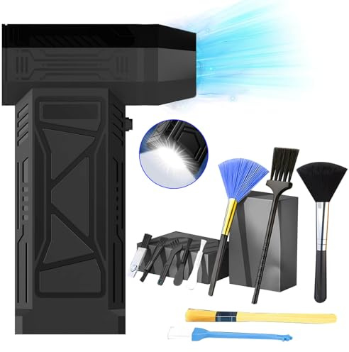 Compressed Air Duster, 150000RPM Electric Air Duster Turbo Fan(10000mAh), 5 Gear Adjustable Cordless Rechargeable Air Duster with LED Light, Air Blower Duster for Car, Cleaning, Camping, Outdoors