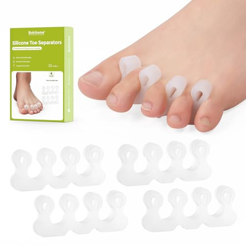 Bukihome Verbesserter Gel-Zehentrenner–Pediküre Zehenspreizer zum Trennen von Zehennägeln oder Nägeln–Zehenspreizer zum Glätten überlappender Zehen, Ballenzehen–Zehenspreizer für Männer & Frauen