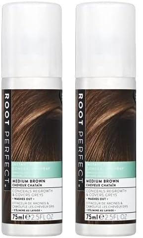 ROOT PERFECT Hair Concealer Spray, Medium Brown, 75ml (Pack of 2)