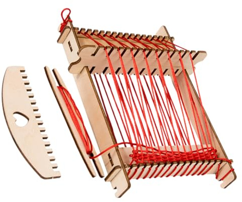 GARVALON Kit de Métier à Tisser en Bois pour Garçon et Filles, Facile à Utiliser et Pratique, Jeu Éducatif DIY pour Activités Manuelles et Apprentissage Créatif Style Aléatoire