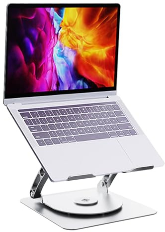 Stand d'ordinateur portable pour le bureau, colonne montante pour ordinateur portable ergonomique,Porte-ordinateur multi-angle de bureau rotatif à 360 degrés avec ventilateur de refroidissement - Alum