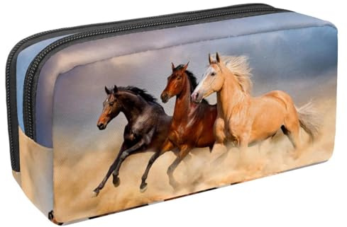 VAPOKF Trousse à crayons, trousse de papeterie pour adolescents, garçons et filles, fournitures scolaires de bureau – Cheval qui coule sur le sable, multicolore, 2.3x8.2x3.9in/6x21x10cm, Organiseur de