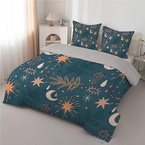 FamHarbor Pflanzen Bettdecke 135x200 Ganzjahresdecke 4 Jahreszeiten, Blätter Muster Steppdecke für Allergiker Grün Zudecke Schlafdecke Duvet 135x200cm mit 1 Kissenbezug 80x80cm, EA37