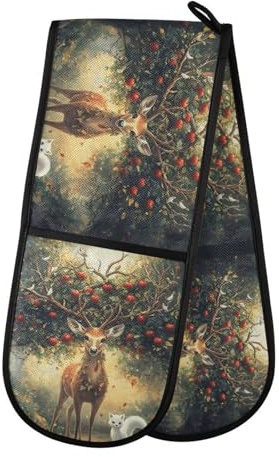 Quteprint Maniques doubles de cuisine matelassées, résistantes à la chaleur, 17,8 x 88,9 cm de long, pour pâtisserie, barbecue, barbecue et micro-ondes – Lavable en machine avec boucle de suspension