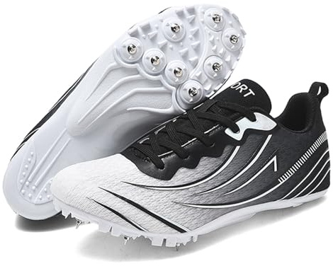 sekiueo Chaussures D'athlétisme Femmes Chaussures De Course À Pointes Chaussures De Saut Respirantes pour Enfants,Noir,39 EU