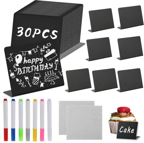 30 Stück Kreidetafel Klein,Buffet Schilder, Preisschilder,Tischkarten für Nachrichtenschilder,Abwischbare Tafeln,Preisschilder Tischkarten,Buffet,Hochzeit,Party,Bäckerei,Café