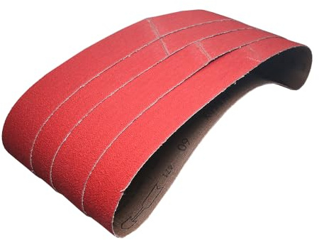 RAMS BRALIN 10 x 2 inch Rubber Expansion Wheel Ceramic Sanding Belt Sleeves Motor Bench Abrasive Wheel Grinder Machine Accessories (4 pcs Ceramic Belts P60)