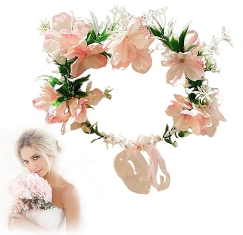 Qiwenr Corona de Flores Artificiales para el Cabello, Corona de Flores para Boda, Diadema Corona Flores, Diademas de Flores Garland Mujer, para Festivales, Fiesta, Boda, Fotografía
