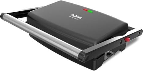 Solac – Parrilla eléctrica Buona Piadina | 1500W | Superficie 27,5x18 cm | Full open | Placas grill antiadherentes | Placa superior adaptable | Bandeja recoge grasas | Almacenamiento Vertical