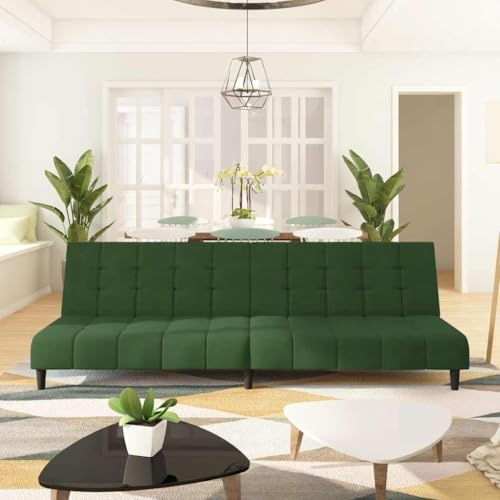 Emmtore Sofá Cama de 2 Plazas Terciopelo Verde Oscuro Sofás de Dormitorio