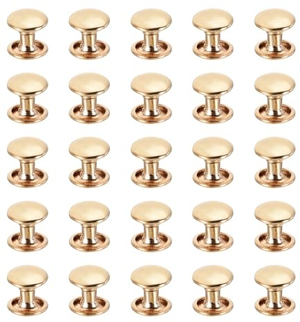 PATIKIL Leather Rivets, 160Sets Carbon Steel Double Cap Rivet Kits Craft Replacement Accessories for Handbags Belts Clothes Shoes, Gold (8 x 8 Mm)