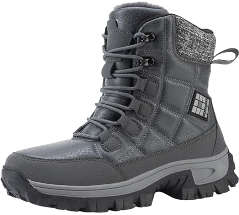 2026 - Botas de invierno para mujer, acolchadas, gruesas, suela de lengüeta, tacón de bloque, caminata por el campo, clima frío, motociclista, hebilla gruesa con cremallera, gris, 41 EU