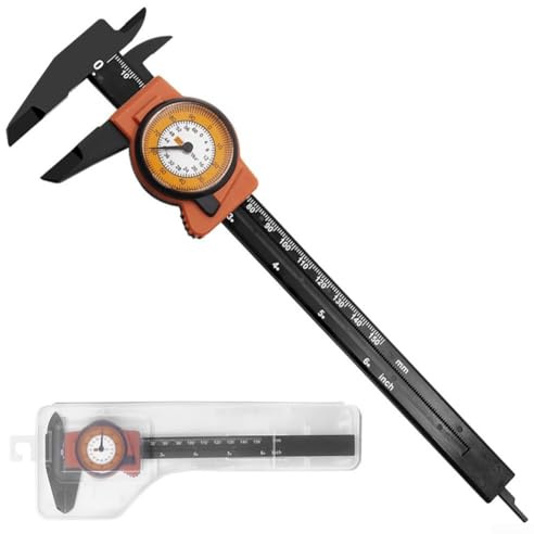 Vasiumic Calibrador de plástico ABS con doble métrica de 0 a 150 mm y para escalas imperiales de 0 a 6 pulgadas, herramienta de medición Vernier para mediciones internas, externas, de profundidad y