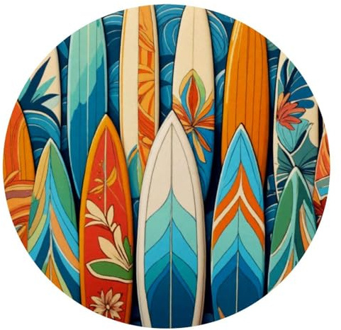 Alfombrilla redonda para mouse de escritorio, diseño de tabla de surf, antideslizante, ligera, 25,4 cm de diámetro